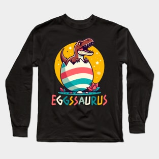 dinosaur egg, funny dinosaur easter tee, dinosaur easter egg boys easter Long Sleeve T-Shirt